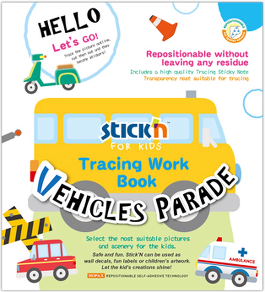 Stickn Werkboek - Voertuigen Tekenen met Overtrekpapier: Creatief en educatief werkboek voor kinderen met voertuigenafbeeldingen en overtrekpapier